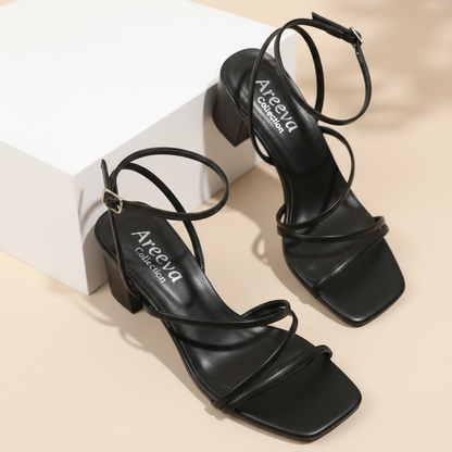 White Strappy  Block Heel