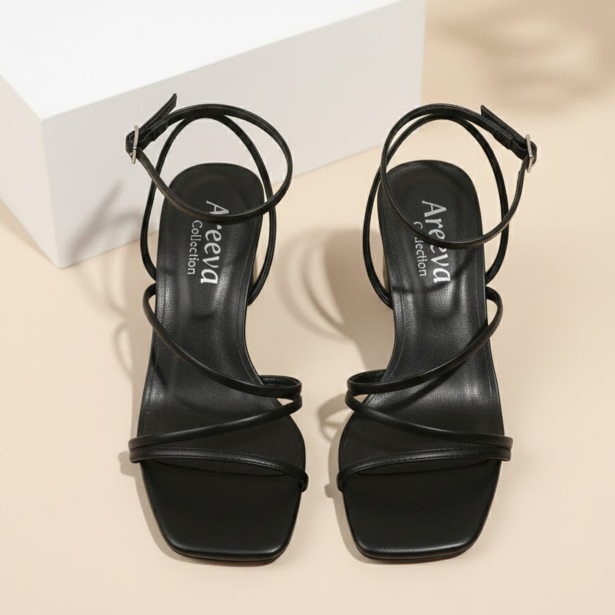 White Strappy  Block Heel