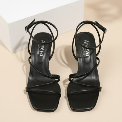 White Strappy  Block Heel