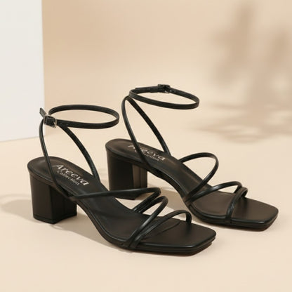 White Strappy  Block Heel