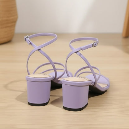 White Strappy  Block Heel