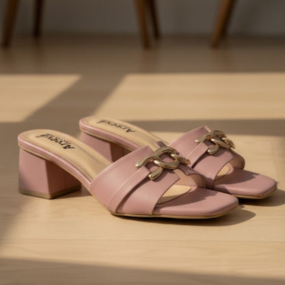 Brown Chain Block Heel